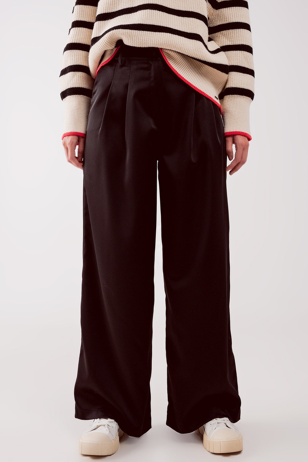 Palazzo calças com dardos preto