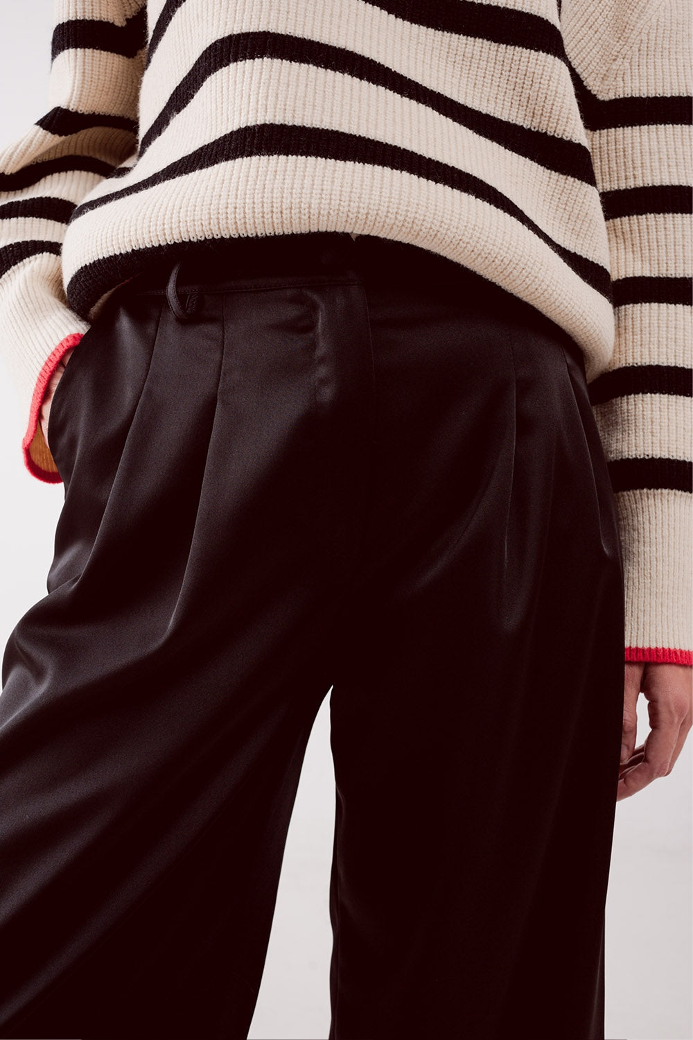 Palazzo calças com dardos preto