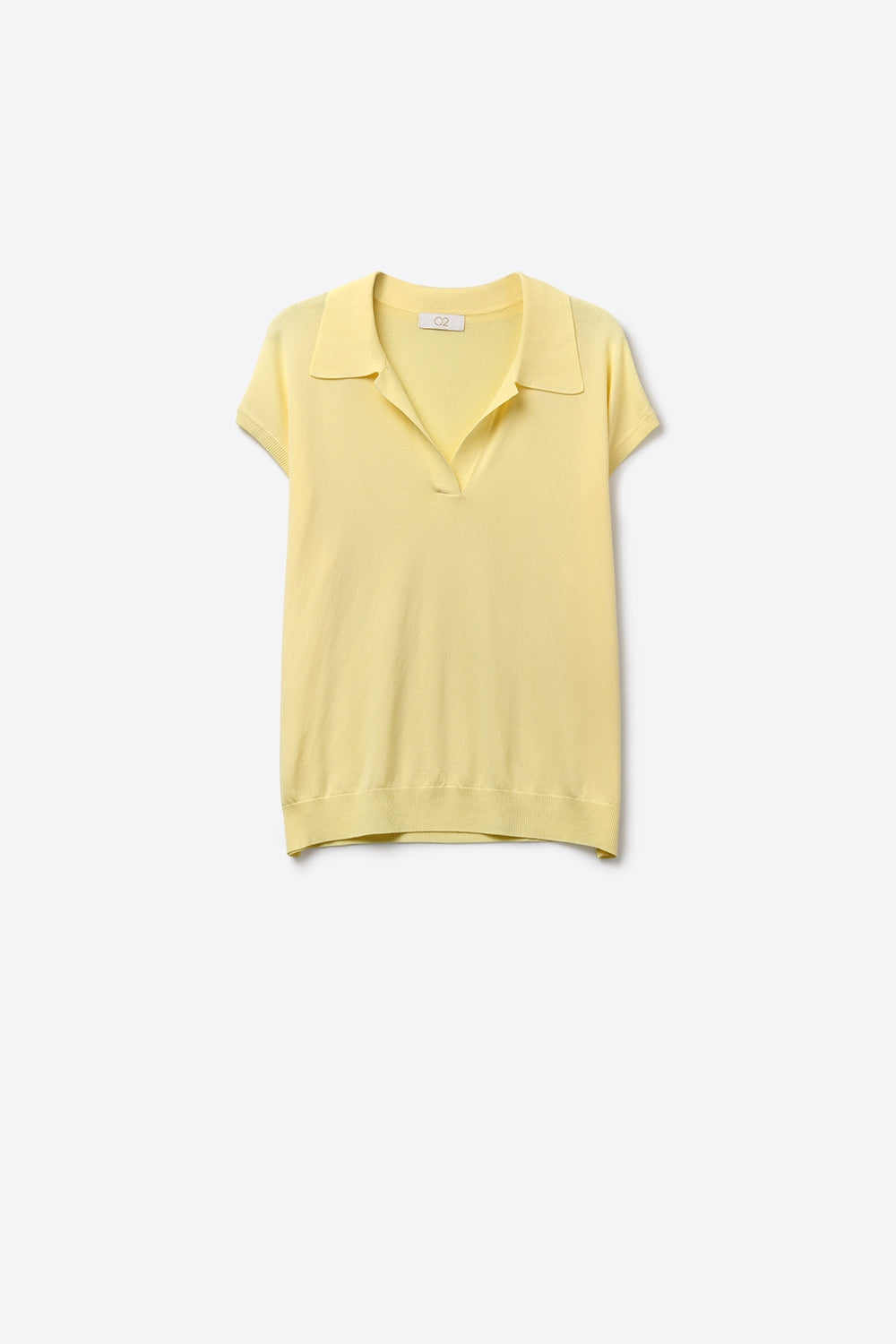 Q2 Polo de Malha Macia de Manga Curta em amarelo
