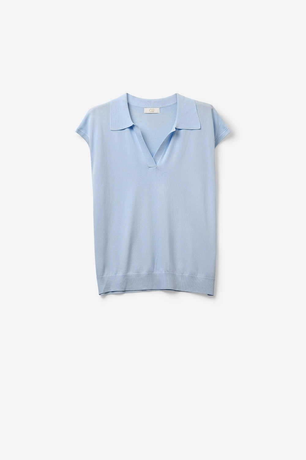 Q2 Polo sem mangas de malha leve azul claro