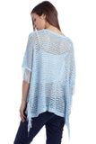 Poncho azul com franjas