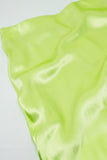 Saia longa de seda lime com fenda lateral