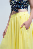 Saia maxi amarela com bolsos