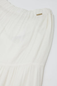 Saia maxi creme com pormenor de renda