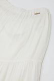 Saia maxi creme com pormenor de renda