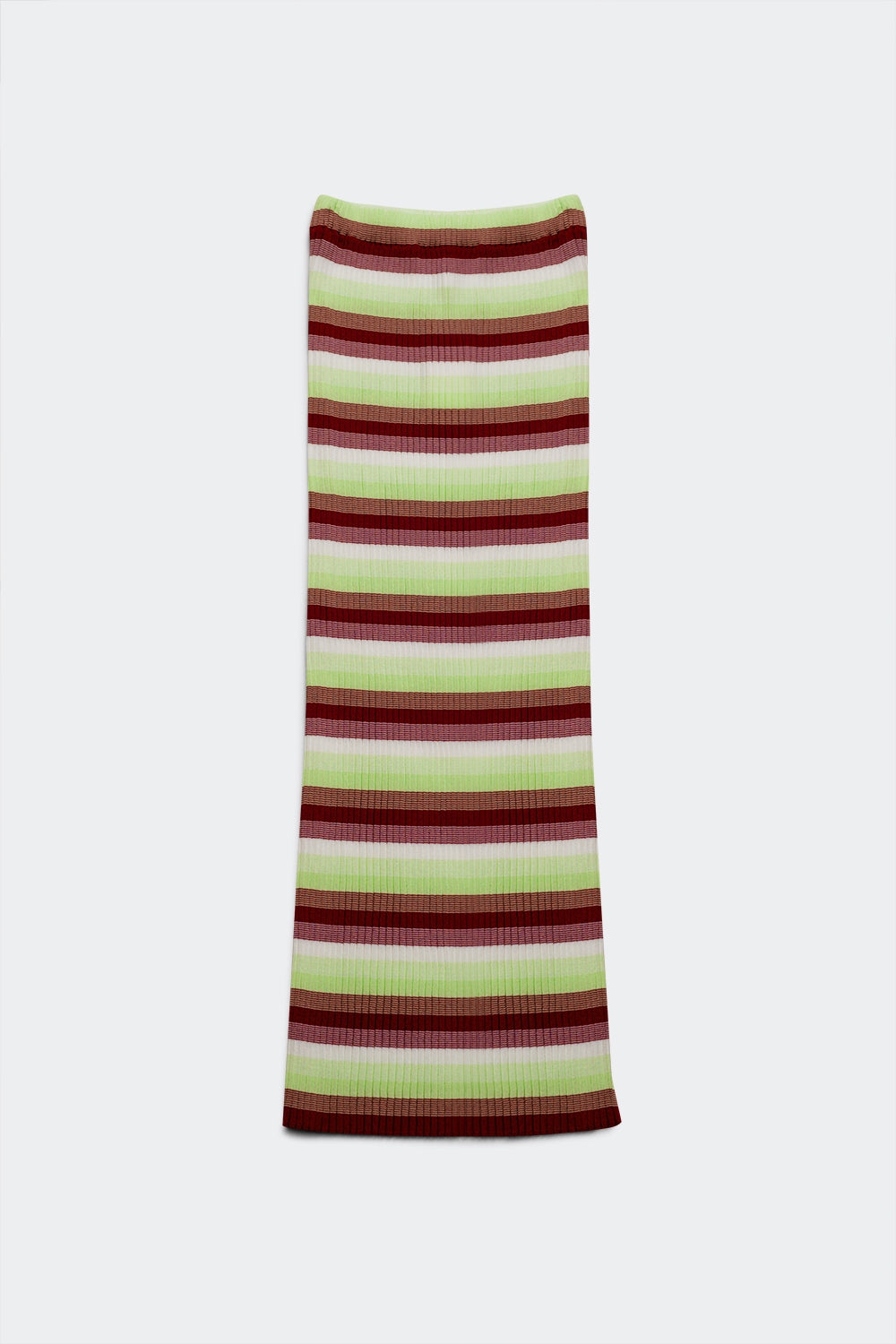 Q2 Saia maxi de malha ligeira com riscas verdes