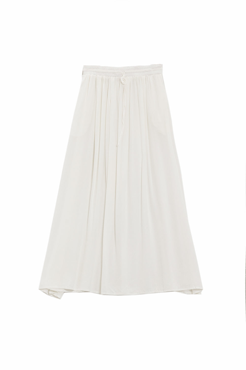 Saia maxi em tecido fluido branco com cintura elástica