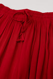 Saia maxi em tecido fluido vermelho com cintura elástica
