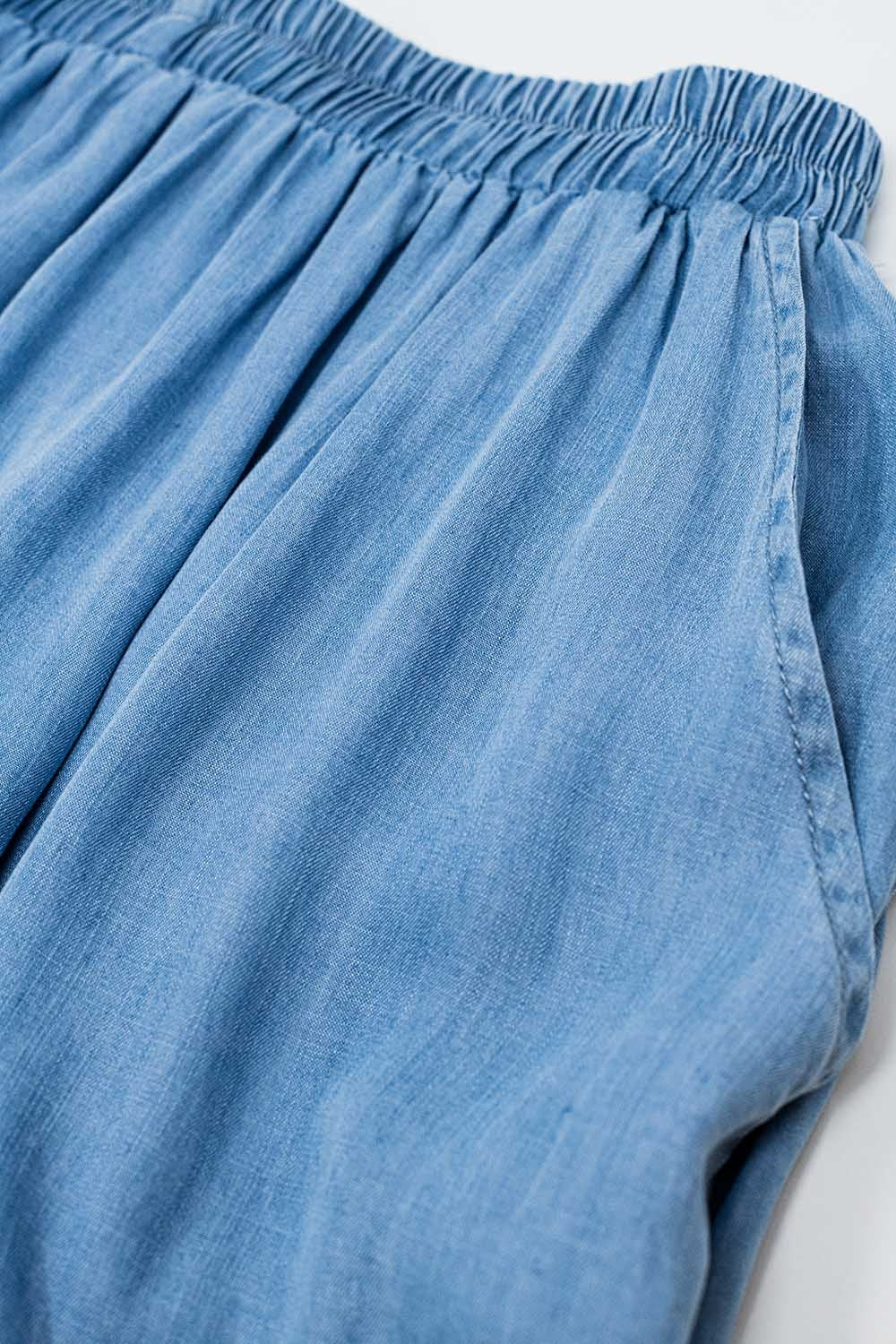 Saia maxi em Tencel em ganga azul