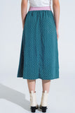 Saia maxi em verde com estampado de flores e fenda lateral