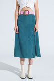 Saia maxi em verde com estampado de flores e fenda lateral