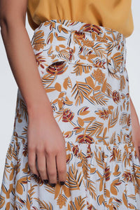 Saia midi coluna com estampa flor da selva