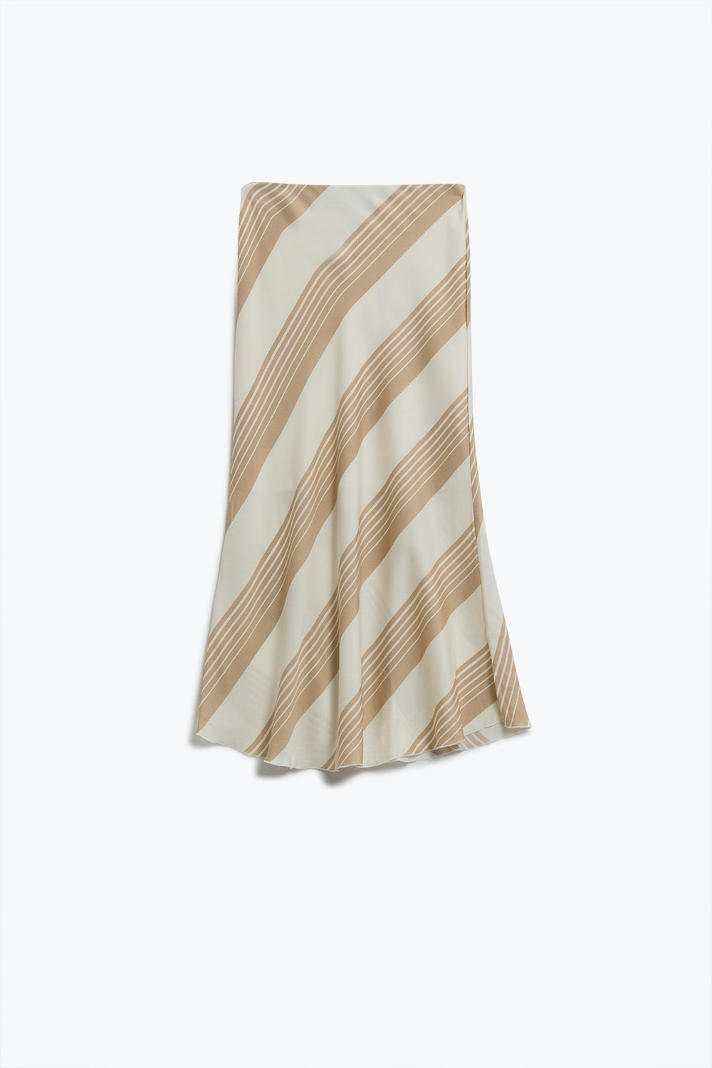 Q2 Saia Midi em creme com peitilhos beige claros