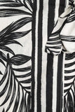 Saia midi em tecido leve com motivos tropicais em preto e branco