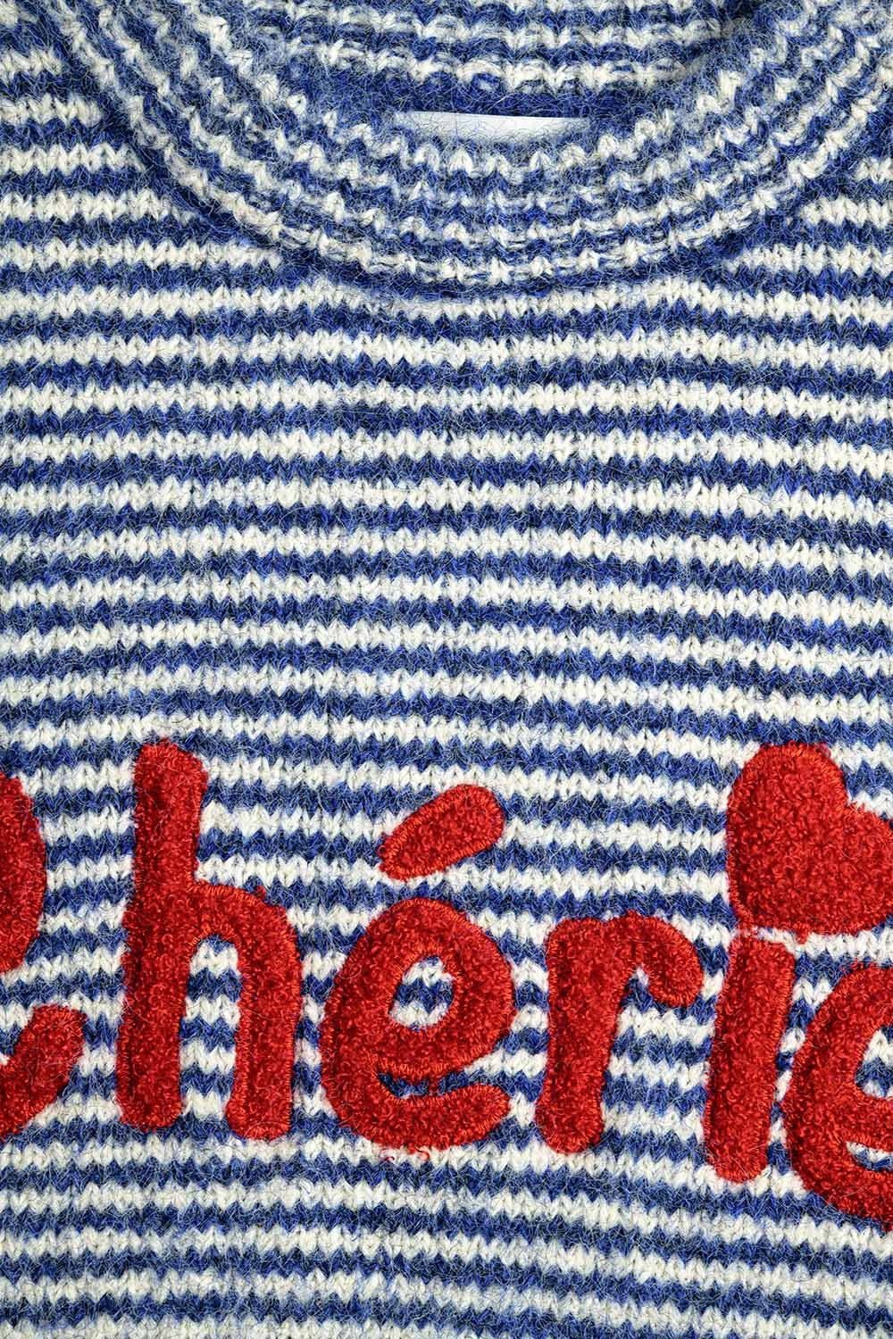Suéter Chunky Stripey relaxado em azul e branco