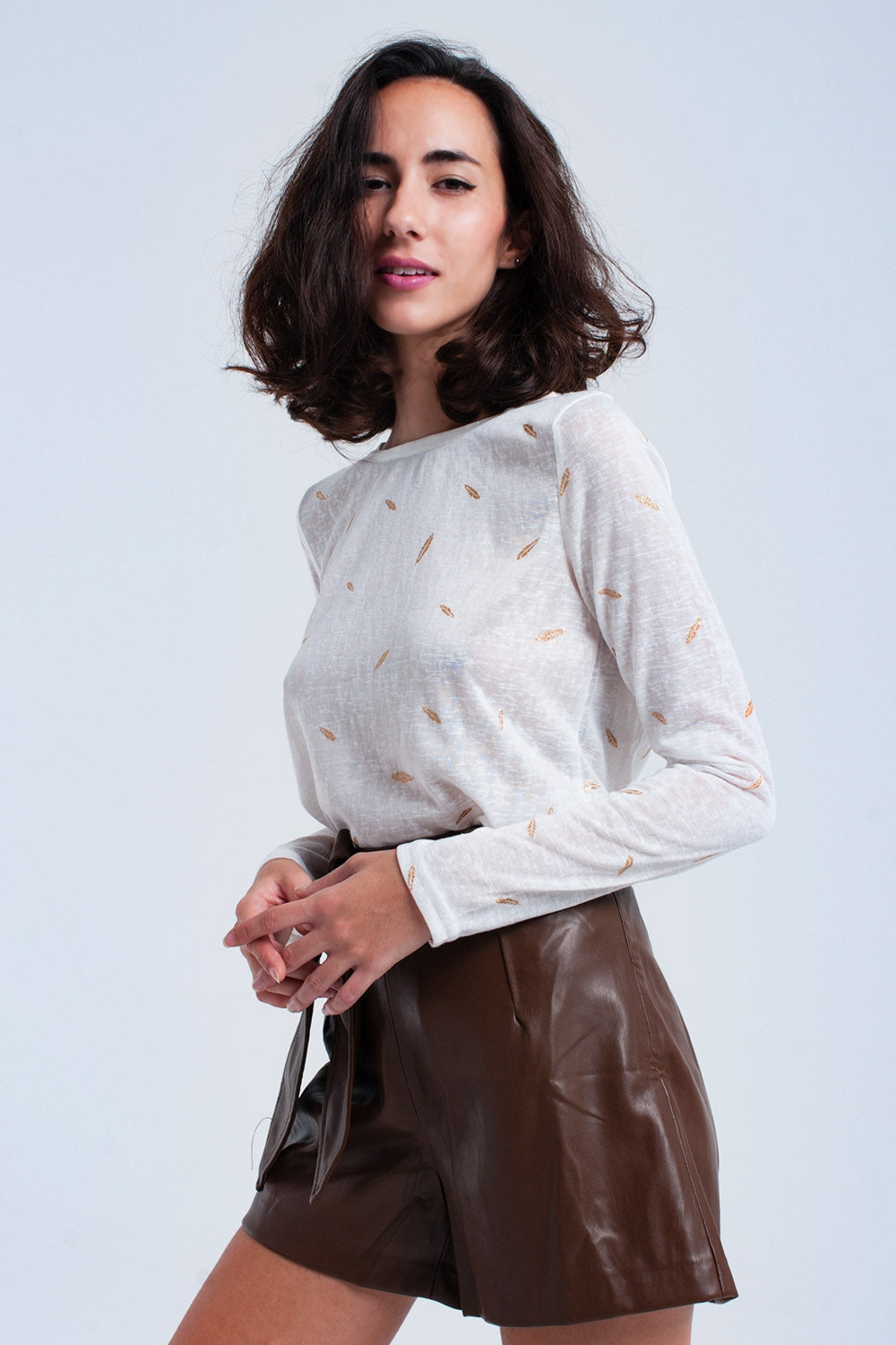 Q2 Sueter creme impresso
