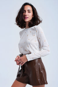 Q2 Sueter creme impresso