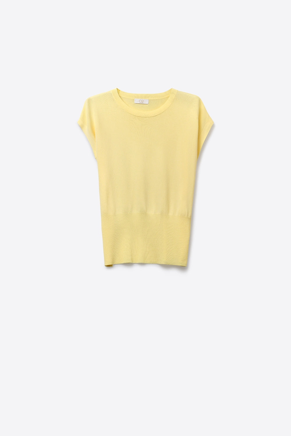 Q2 Suéter de Malha Leve com Cós Largo Canelado em amarelo