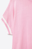 Suéter relafed fit em rosa com detalhe contrastante branco