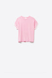 Q2 Suéter relafed fit em rosa com detalhe contrastante branco