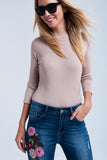 Q2 Suéter rosa brilhante