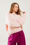 Q2 Suéter supermacio oversized creme com corações rosa por toda parte