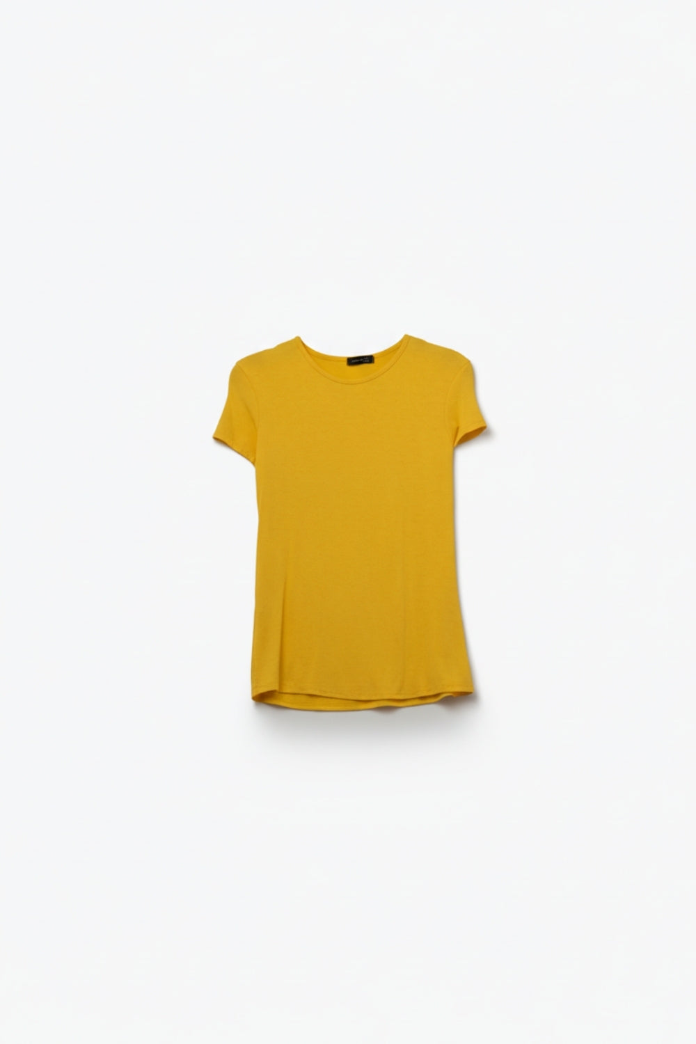 Q2 T-Shirt amarela vibrante com decote em gola redonda