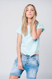 Q2 T-shirt azul com detalhes em strass
