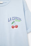 T-shirt azul com grafismo La Cerise Market Saint-Tropez