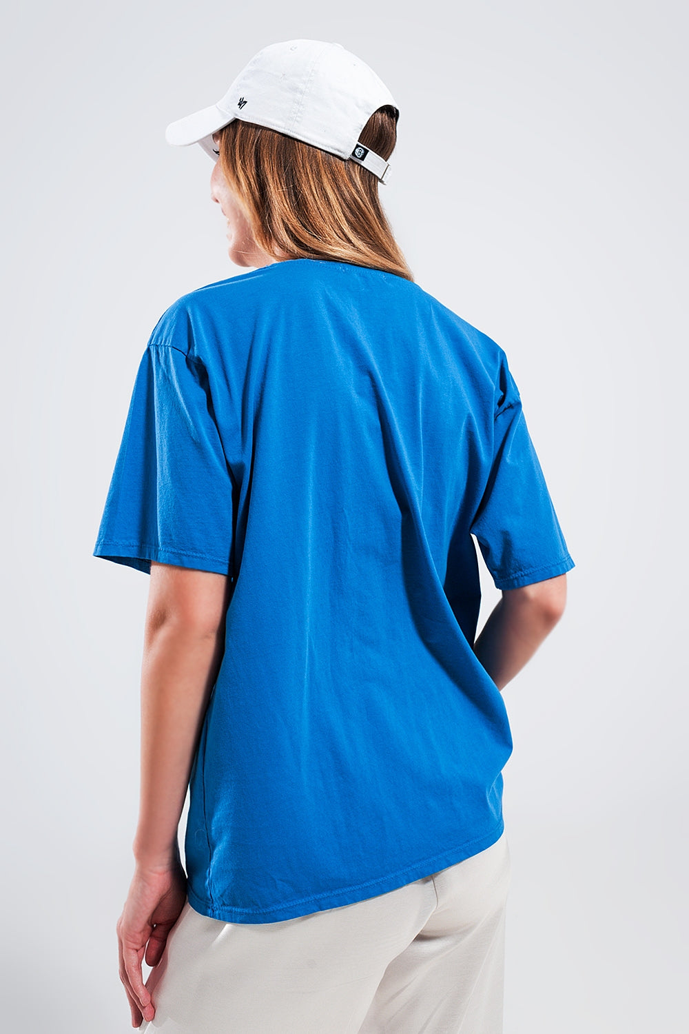 T shirt azul com texto impresso Los Angeles