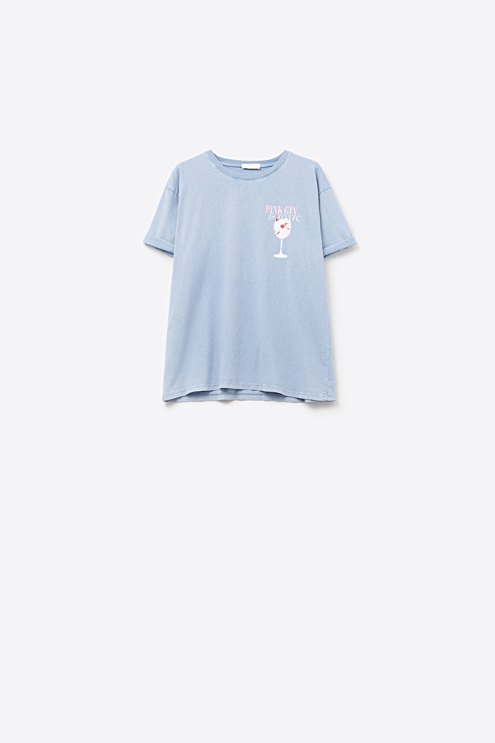 Q2 T-Shirt azul de manga curta PINK TONIC
