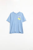 Q2 T-shirt azul descontraída com estampado de limão