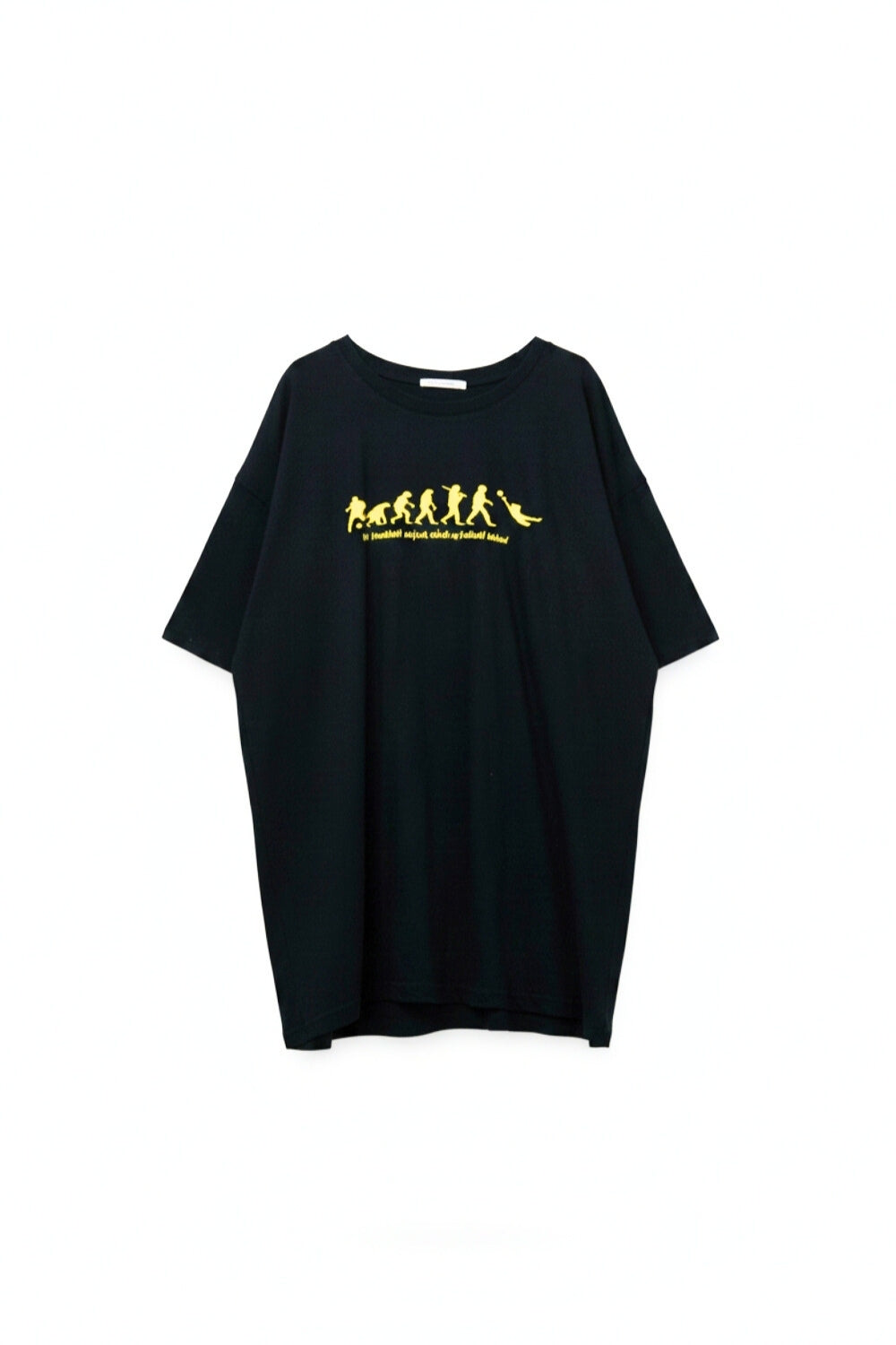Q2 T-Shirt azul-marinho com texto amarelo e decote em gola redonda
