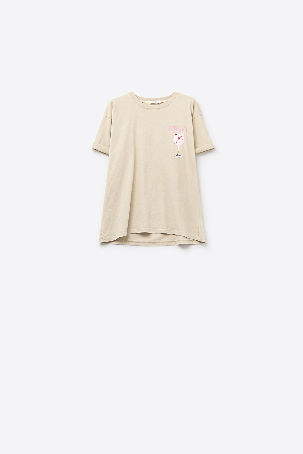 Q2 T-shirt bege de manga curta PINK TONIC