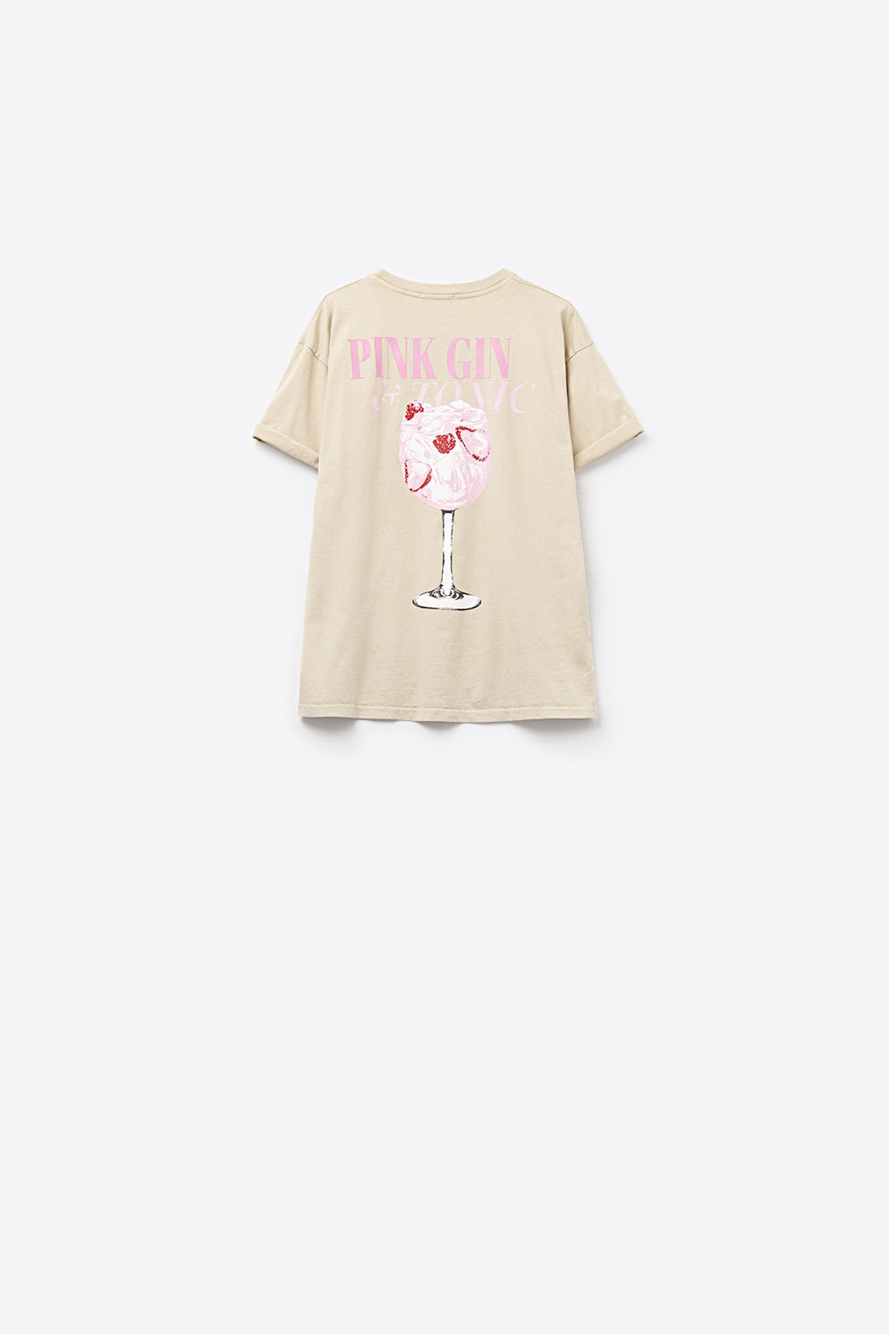T-shirt bege de manga curta PINK TONIC