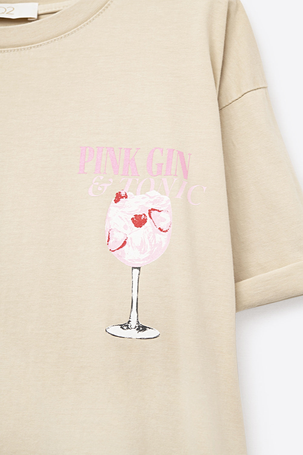 T-shirt bege de manga curta PINK TONIC