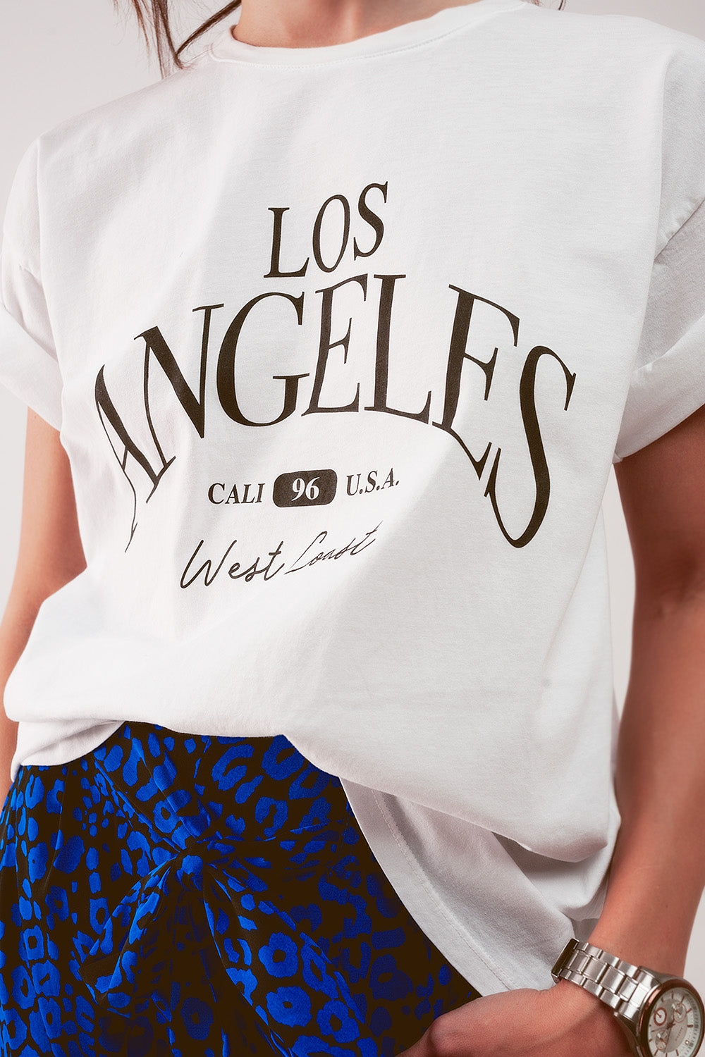 T shirt branca com texto impresso Los Angeles