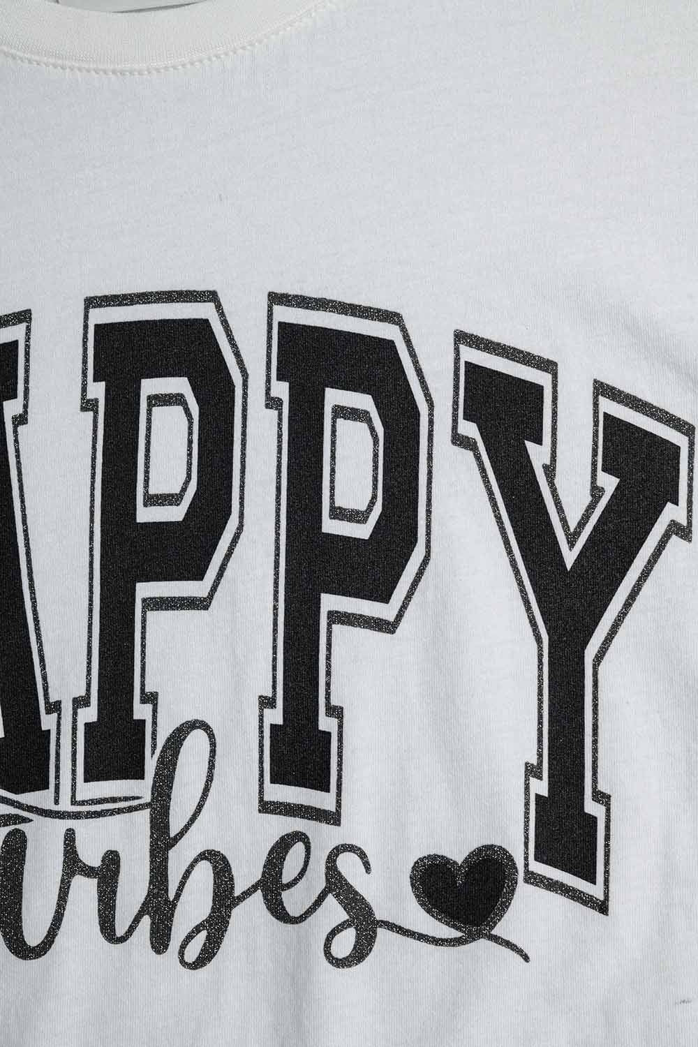 T-shirt branca Happy Vibes Graphic Relaxed T-Shirt