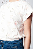 T-shirt branco com impressão floral