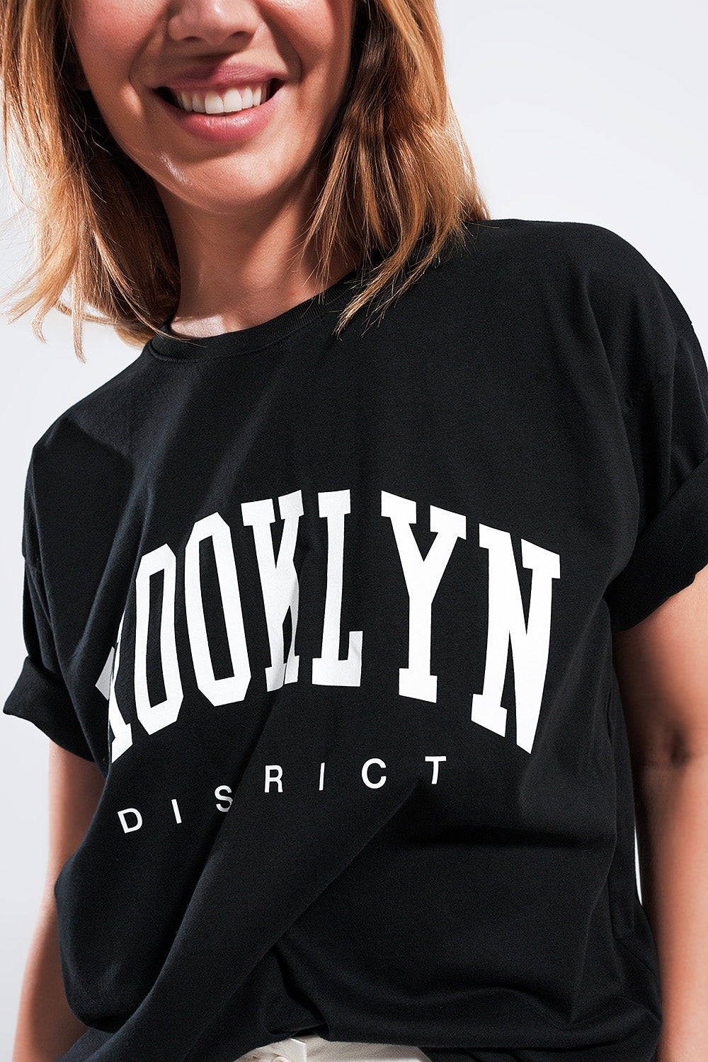 T shirt com estampa de Brooklyn em preto