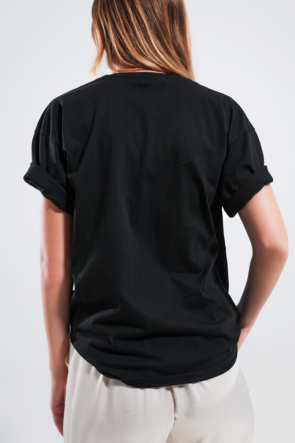T shirt com estampa de Brooklyn em preto