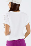 T-shirt com estampado digital art deco LOVE em branco