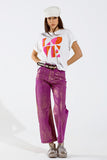 T-shirt com estampado digital art deco LOVE em branco