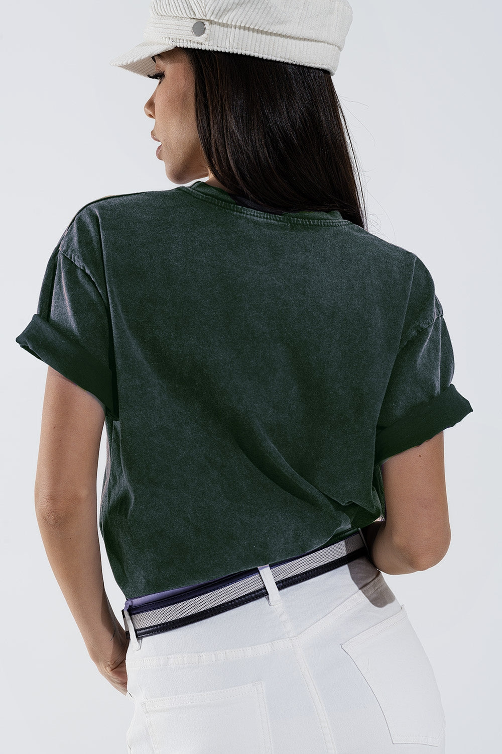 T-shirt com estampado digital art deco LOVE em cinzento