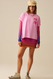 T-Shirt cor-de-rosa com o logótipo Love is Air e Heart with Peace