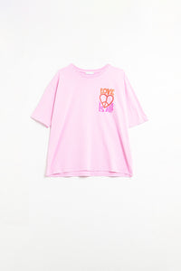 T-Shirt cor-de-rosa com o logótipo Love is Air e Heart with Peace