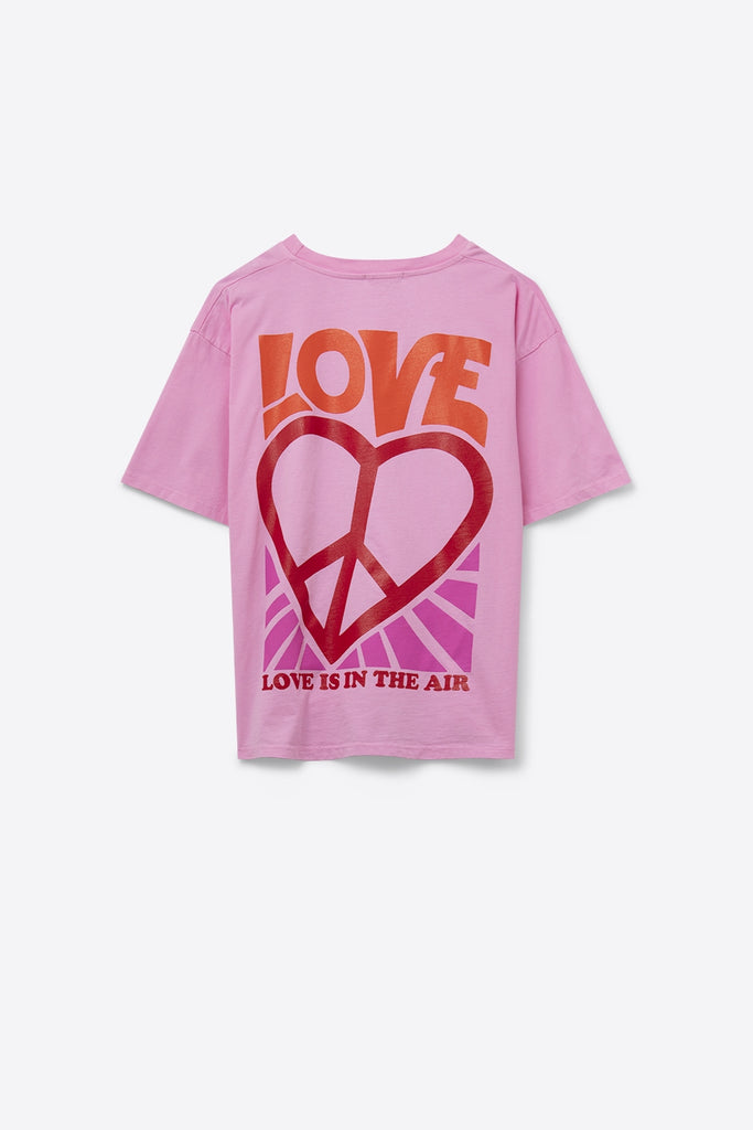 T-Shirt cor-de-rosa com o logótipo Love is Air e Heart with Peace
