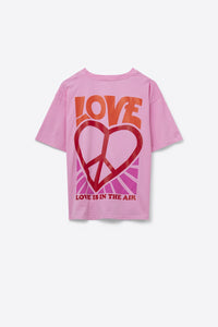 T-Shirt cor-de-rosa com o logótipo Love is Air e Heart with Peace