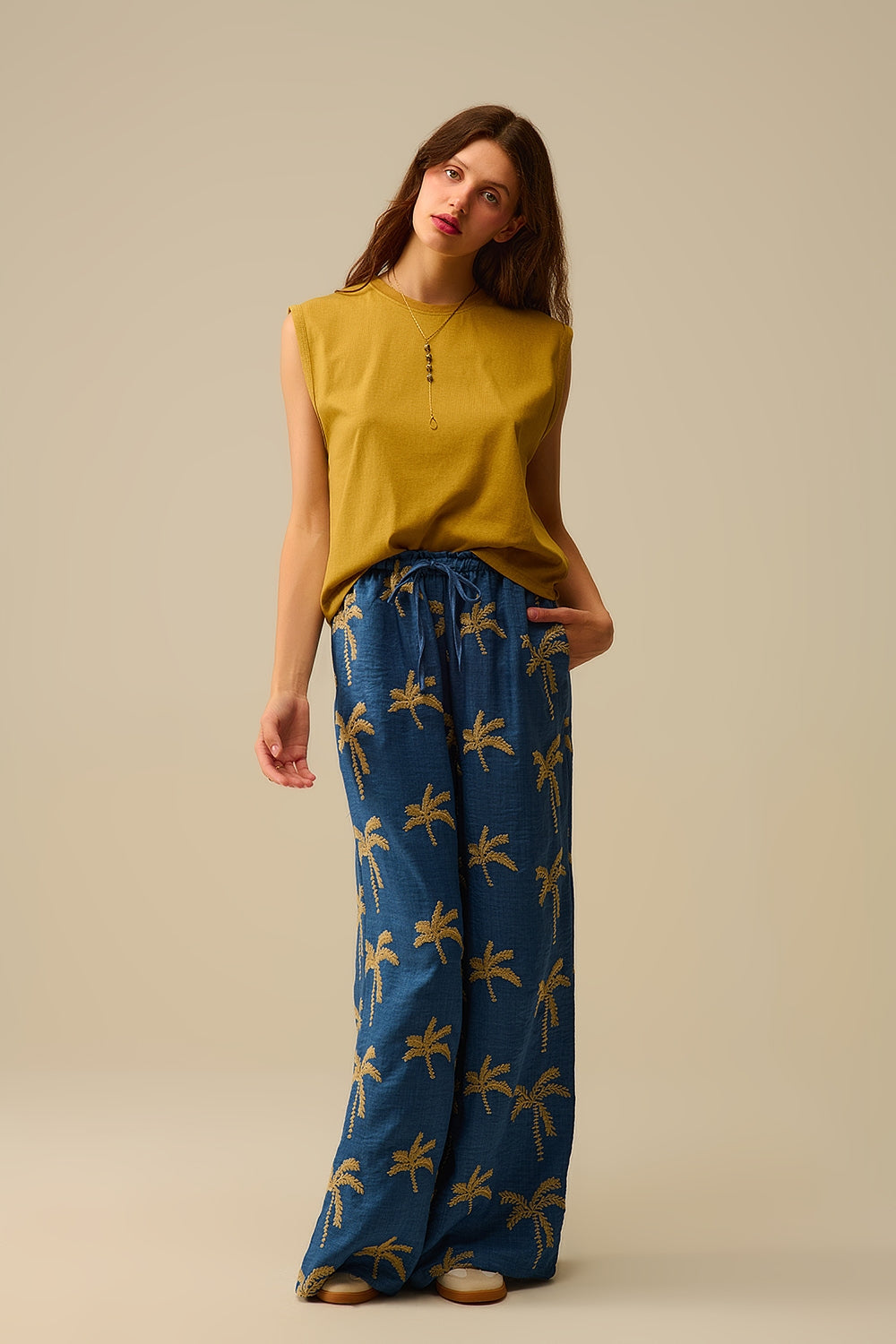 T-shirt de algodão sem mangas Mustard