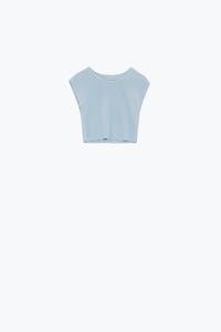 Q2 T-shirt de malha com mangas curtas em azul